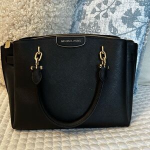 Michael Kors Black and Gold Satchel with Structured Design